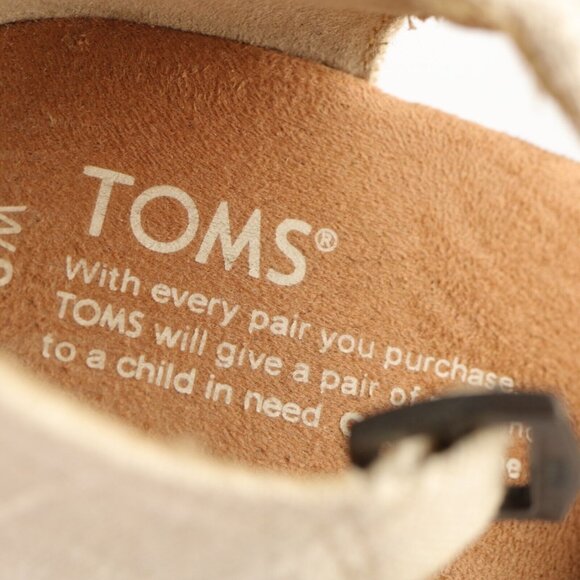 TOMS Womens Clarissa Sandal Size 9 Tan Strappy Linen Cork Wedge Platform Boho - Picture 9 of 12